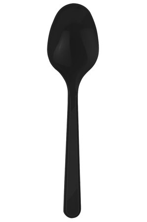 Plastik Siyah Kaşık - Parti Davet Piknik Çorba Yemek Kaşığı - 18 Cm. - 100'lü 10 Paket