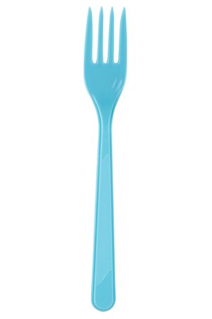 Plastik Turkuaz Renkli Lüx Parti Doğum Günü Çatal - 18 Cm. - 25 Adetlik Paket