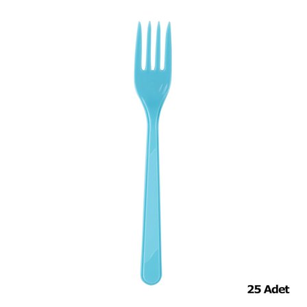 Plastik Turkuaz Renkli Lüx Parti Doğum Günü Çatal - 18 Cm. - 25 Adetlik Paket