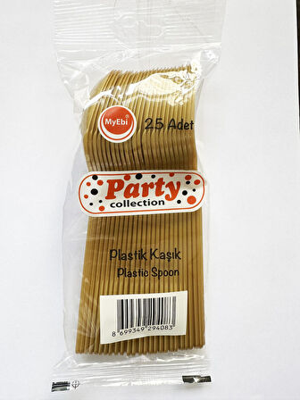 Plastik Lüx Altın Renk Kaşık - Parti Davet Piknik Çorba Yemek Kaşığı - 18 Cm. - 250 Adet