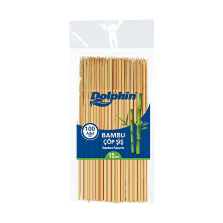 Dolphin Bambu Ahşap Çöp Şiş - Boy : 15 Cm. / En : 3mm - 100 Adetlik 5 Paket