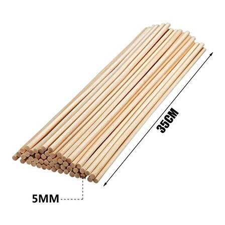 Ahşap Bambu Maket Patates Kızartma Çubuğu Çöp Şiş - Boy : 35 Cm./ En : 5 mm. - 500 Adet