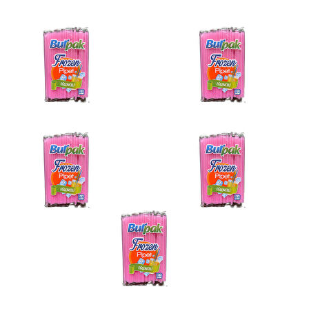 Burpak Frozen Kalın Kokteyl Buzlu İçecek Pipet - Düz - Pembe - 22 Cm. - 8 mm. -100 Adetlik 5 Paket