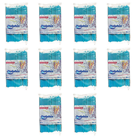 Dolphin Frozen Kalın Kokteyl Buzlu İçecek Pipet - Düz - Turkuaz - 22Cm. - 8mm. -100 Adetlik 10 Paket