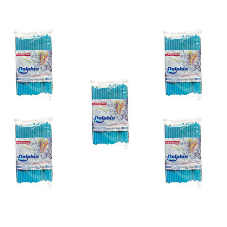 Dolphin Frozen Kalın Kokteyl Buzlu İçecek Pipet - Düz - Turkuaz - 22Cm. - 8mm. -100 Adetlik 5 Paket
