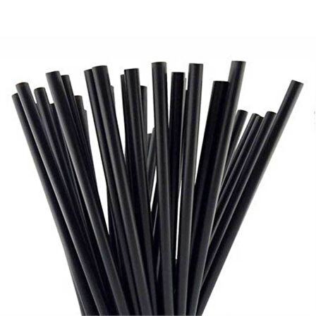 Dökme Kalın Kokteyl Buzlu İçecek Pipet - Düz - Siyah - 22 Cm. - 8 mm. -100 Adetlik Paket