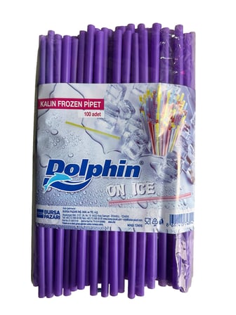Dolphin Frozen Kalın Kokteyl Buzlu İçecek Pipet - Düz - Mor - 22 Cm. - 8 mm. -100 Adetlik 10 Paket