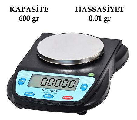 SF400D 600gr Kapasite 0.01gr Hassasiyet Dijital Göstergeli Elektronik Terazi Tartı