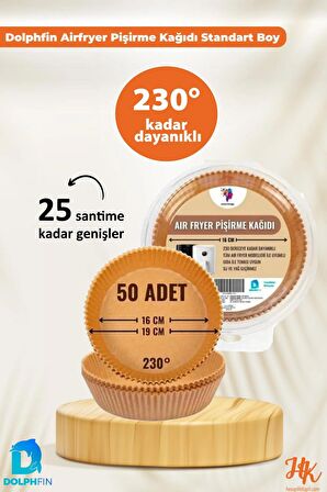 Dolphfin Yağlı Airfryer Fırın Fritöz Tepsi Pişirme Kızartma Kağıdı - Yuvarlak - 16 Cm. - 50 Adet