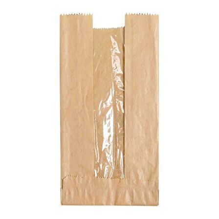 Pencereli Kraft Baget Ekmek Fırın Kese Kağıdı - Küçük boy - 12 x 28 Cm. - 0.5 Kg.lık - 3 Paket