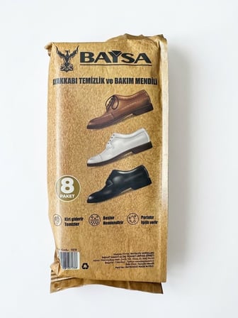Baysa Mini Ayakkabı Bakım ve Temizlik Mendili - 8 Adetlik 8 Paket - 64 Mendil - 