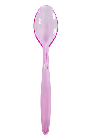 Plastik Şeffaf Pembe Sup Kaşık - Tatlı Dondurma Kaşığı - 12.5 Cm. - 50 Adetlik Paket