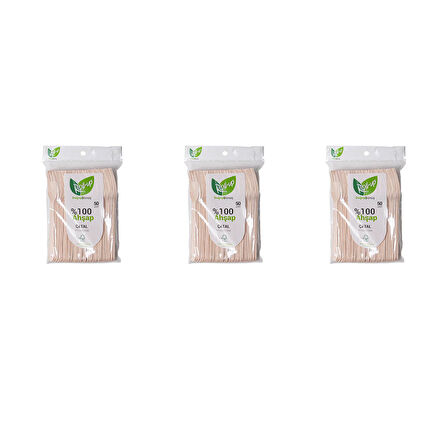 Roll-Up Doğaya Dönüş Ekolojik Doğal Doğa Dostu %100 Ahşap Çatal - 16 Cm. - 50'li 3 Paket 