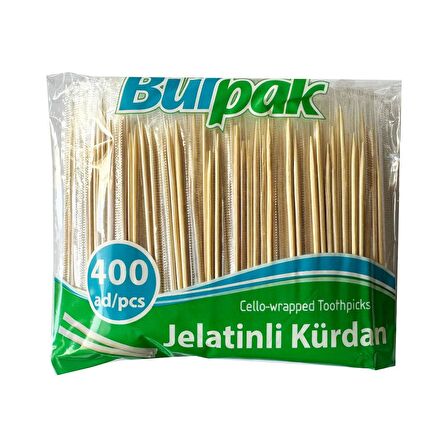 Burpak Jelatinli / Poşetli Ahşap Kürdan - 400 Adetlik 10 Paket