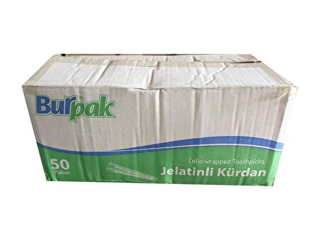 Burpak Jelatinli / Poşetli Ahşap Kürdan - 400 Adetlik 50 Paket