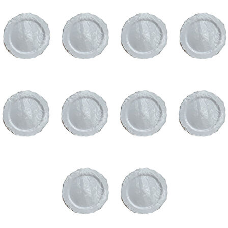 Parti Davet Piknik Doğum Günü Sert Plastik Mika Tabak - Beyaz - 18 Cm. - 6'lı 10 Paket