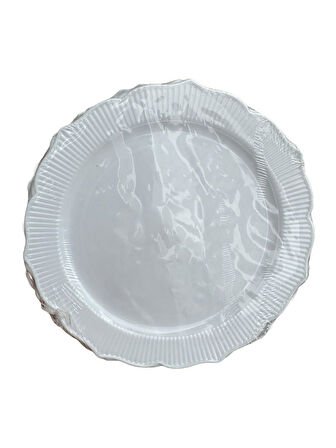 Parti Davet Piknik Doğum Günü Sert Plastik Mika Tabak - Beyaz - 18 Cm. - 6'lı 10 Paket