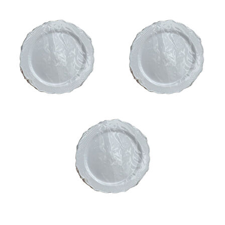 Parti Davet Piknik Doğum Günü Sert Plastik Mika Tabak - Beyaz - 18 Cm. - 6'lı 3 Paket