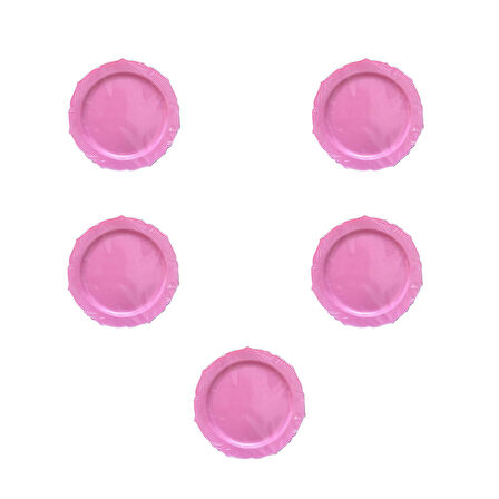 Omeyva Davet Parti Sunum Doğum Günü Pembe Renkli Sert Plastik Mika Tabak - 22 Cm. -6 Adetlik 5 Paket
