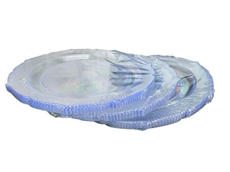 Omeyva Davet Parti Sunum Doğum Günü Şeffaf Sert Plastik Mika Tabak - 22 Cm. -6 Adetlik 3 Paket