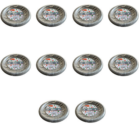 Roll-Up Kullan At Renkli Gri Parti Davet Plastik Tabak - 22 Cm. - 25 Adetlik 10 Paket