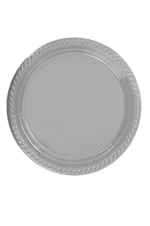 Roll-Up Kullan At Renkli Gri Parti Davet Plastik Tabak - 22 Cm. - 25 Adetlik 10 Paket