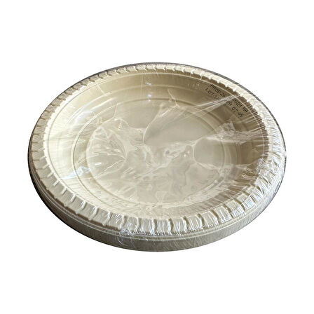 Roll-Up Kullan At Renkli Krem Renk Parti Davet Plastik Tabak - 22 Cm. - 25 Adetlik 3 Paket