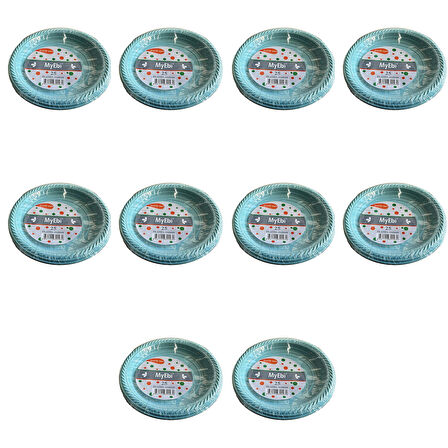 Roll-Up Kullan At Renkli Turkuaz Parti Davet Plastik Tabak - 22 Cm. - 25 Adetlik 10 Paket