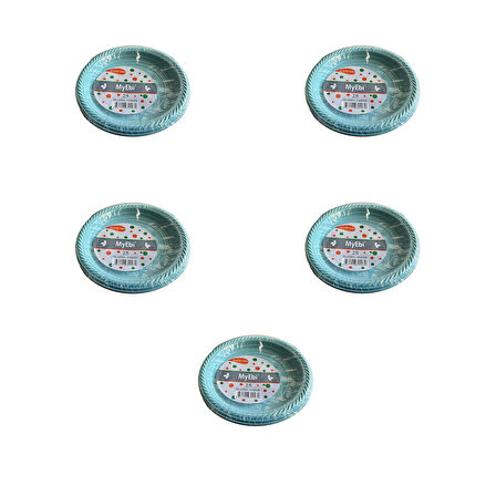 Roll-Up Kullan At Renkli Turkuaz Parti Davet Plastik Tabak - 22 Cm. - 25 Adetlik 5 Paket