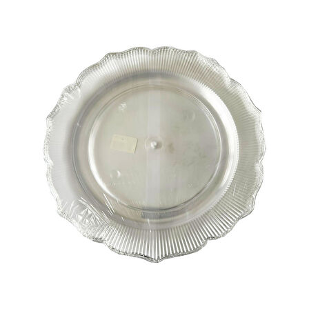 Plastik Sert Mika Şeffaf Tabak - Parti Sunum Yemek Tabağı - Yuvarlak - 26 Cm. - 6 Adetlik Paket