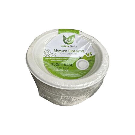 Roll-Up Nature Ekolojik Karton Kağıt Tek Kullanımlık Çorba Kasesi - 400 cc - 50 Adetlik 10 Paket