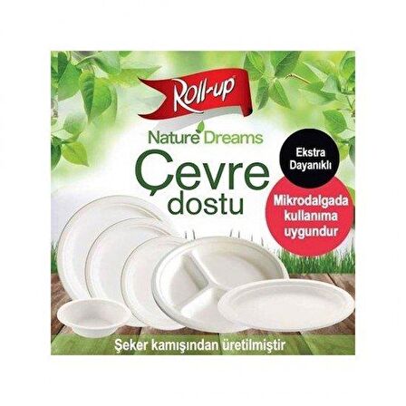 Roll-Up Nature Ekolojik Karton Kağıt Tek Kullanımlık Oval Tabak - 20x26 Cm. - 50 Adetlik 1 Paket