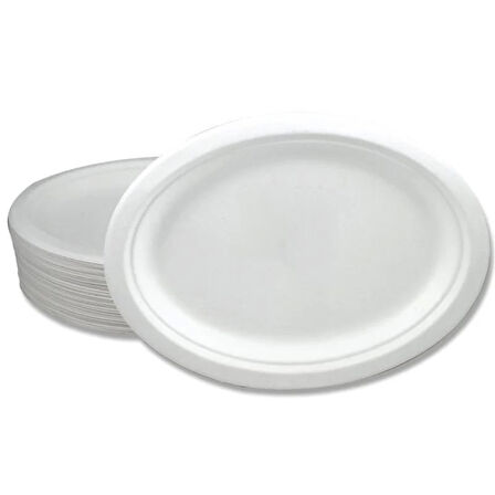 Roll-Up Nature Ekolojik Karton Kağıt Tek Kullanımlık Oval Tabak - 20x26 Cm. - 25 Adetlik 1 Paket