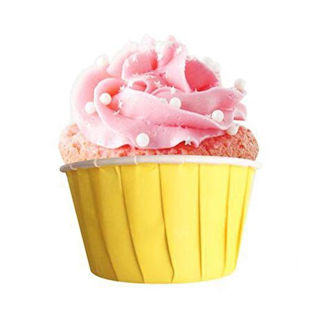 Dolphin Muffin Kağıt Karton Desenli Cupcake Kek Kalıbı Kapsülü Kabı - Sarı - 50 Adetlik 1 Paket