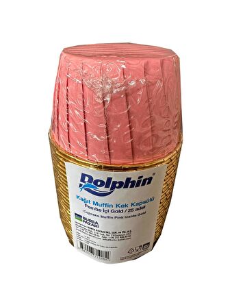 Dolphin Muffin Kağıt Karton Pembe Altın Cupcake Kek Kalıbı Kapsülü Kabı - 25 Adetlik 3 Paket