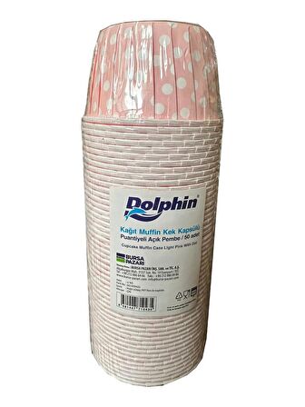 Dolphin Muffin Kağıt Karton Pembe Puantiyeli Cupcake Kek Kalıbı Kapsülü Kabı - 50 Adetlik 10 Paket