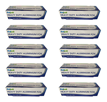 Burpak Heavy Duty Ağır Hizmet Tipi Alüminyum Folyo - 30 Cm. x 150 Metre - 18 Mikron - 10 Paket