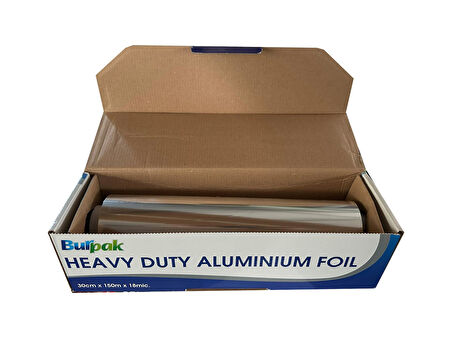 Burpak Heavy Duty Ağır Hizmet Tipi Alüminyum Folyo - 30 Cm. x 150 Metre - 18 Mikron - 10 Paket