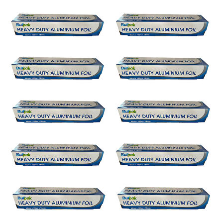 Burpak Heavy Duty Ağır Hizmet Tipi Alüminyum Folyo - 45 Cm. x 100 Metre - 18 Mikron - 10 Paket