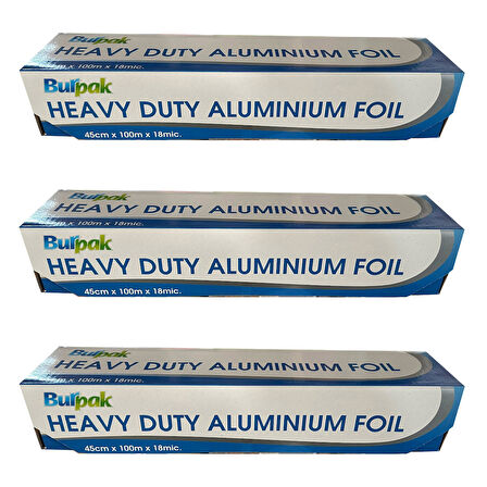 Burpak Heavy Duty Ağır Hizmet Tipi Alüminyum Folyo - 45 Cm. x 100 Metre - 18 Mikron - 3 Paket