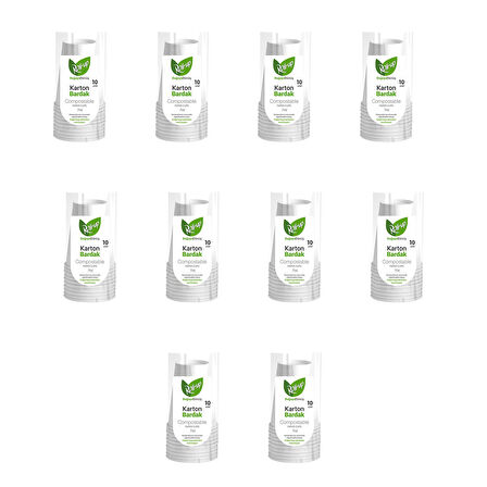Roll-Up Doğaya Dönüş Ekolojik Doğal Kağıt Karton Bardak - 7Oz - 10'lu 10 Paket