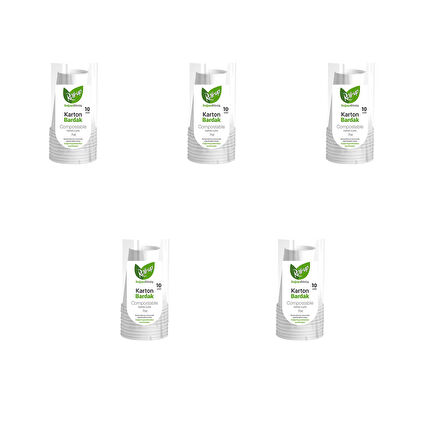 Roll-Up Doğaya Dönüş Ekolojik Doğal Kağıt Karton Bardak - 7Oz - 10'lu 5 Paket