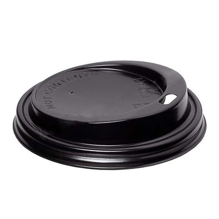 Sıcak Karton Kağıt Çay Kahve Bardak Kapağı - Emzikli Kapak - 12 Oz - Siyah - 100 Adetlik Paket