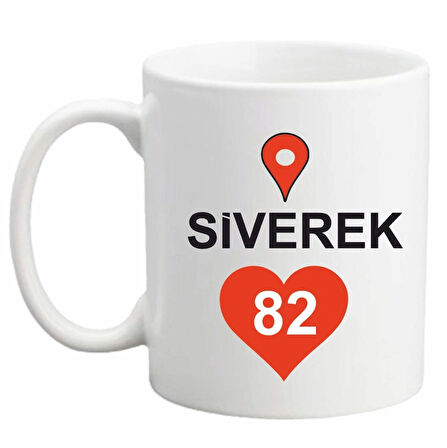 Kişiye Özel Şehir İsimli ve kalp Kupa Bardak Seramik Bardak