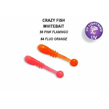 CRAZY FISH WHITEBAIT 20 MM COLOR: 50 PINK FLAMINGO ve 64 FLUO