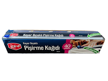 Roll-Up Kayar Bıçaklı Beyaz Yağlı Fırın Tepsi Pişirme Kızartma Kağıdı - 37 Cm. x 40 Metre - 1 Adet
