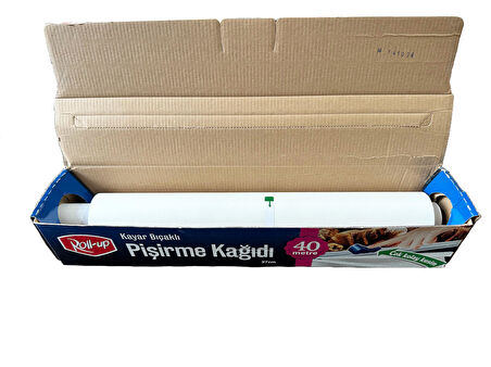 Roll-Up Kayar Bıçaklı Beyaz Yağlı Fırın Tepsi Pişirme Kızartma Kağıdı - 37 Cm. x 40 Metre - 1 Adet