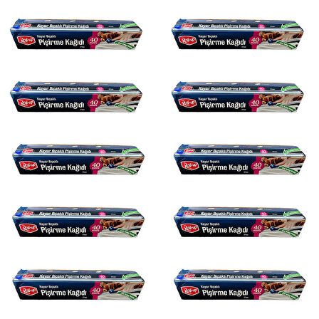 Roll-Up Kayar Bıçaklı Beyaz Yağlı Fırın Tepsi Pişirme Kızartma Kağıdı - 37 Cm. x 40 Metre - 10 Adet