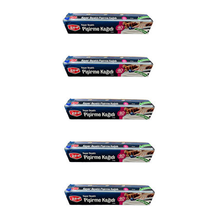 Roll-Up Kayar Bıçaklı Beyaz Yağlı Fırın Tepsi Pişirme Kızartma Kağıdı - 37 Cm. x 40 Metre - 5 Adet