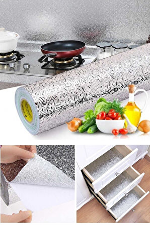 Mutfak Tezgah Üstü Çekmece Içi Folyo Kaplama Gümüş Yapışkanlı 10 Metre X 40 Cm Kolay Silinir Lüx Mod